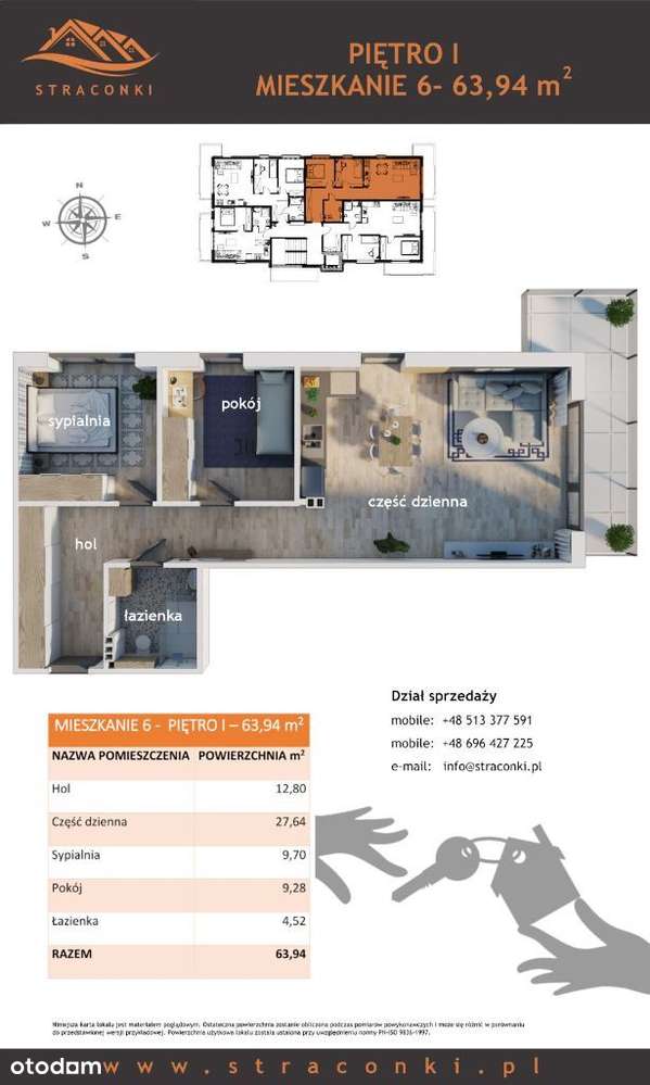 Apartamenty Straconki 63 | mieszkanie 6 - Pełny obrazek: 2/7