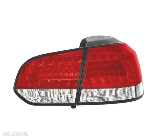 FAROLINS TRASEIROS LED PARA VOLKSWAGEN VW GOLF 6 MK VI 08-12 VERMELHO BRANCO - 2