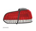 FAROLINS TRASEIROS LED PARA VOLKSWAGEN VW GOLF 6 MK VI 08-12 VERMELHO BRANCO - 2