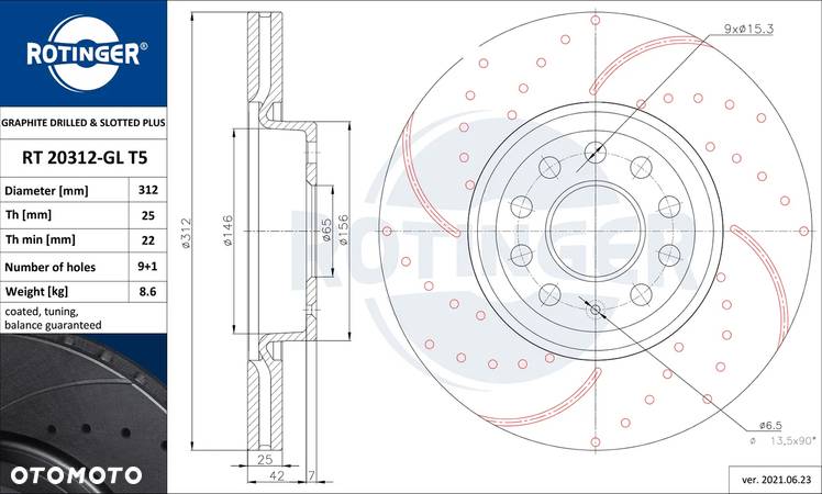 TARCZE ROTINGER VW GOLF V VI VII 312mm - 2