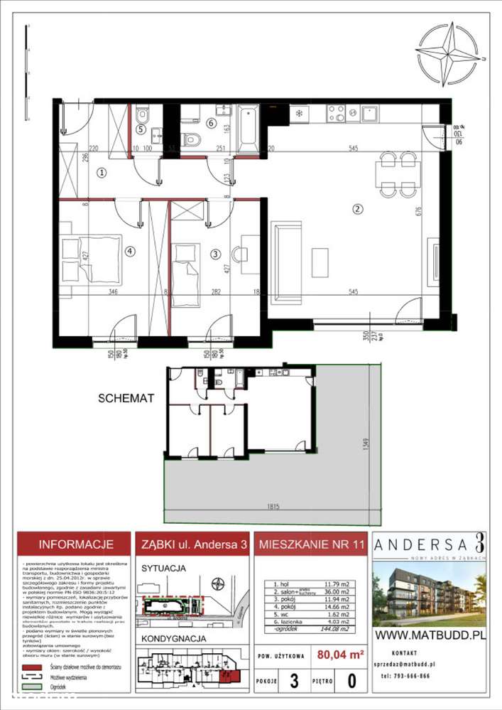 Nowe mieszkanie 3-pokojowe 80,04 m² z ogródkiem – Ząbki ul. Andersa 3 - Pełny obrazek: 3/9