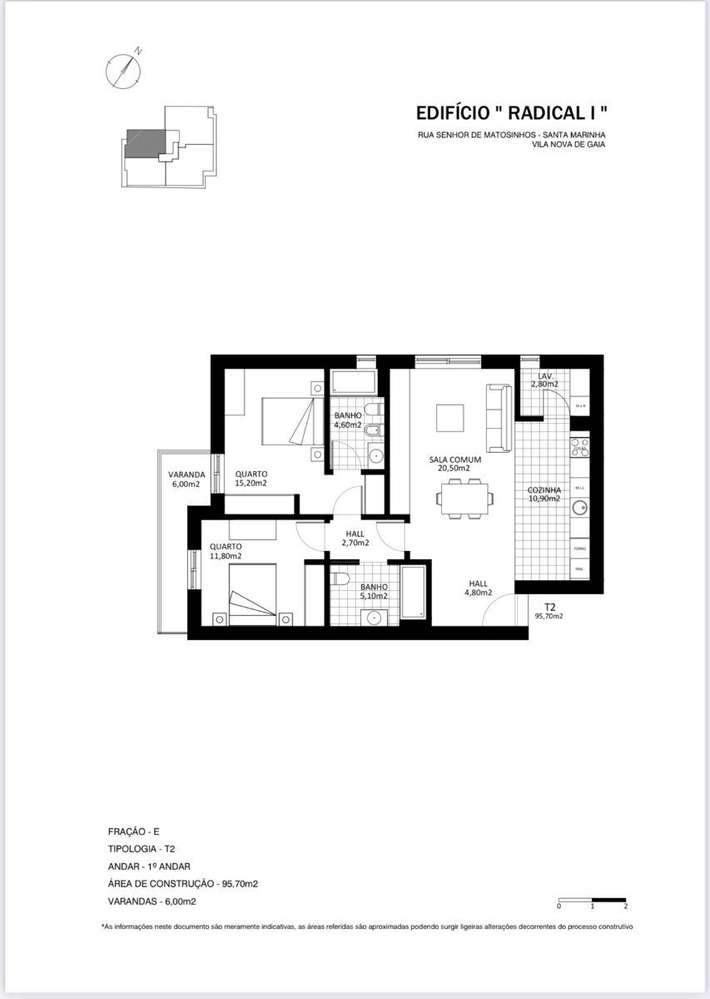 T2 novo piso 1 em Santa Marinha, Gaia - Grande imagem: 2/15