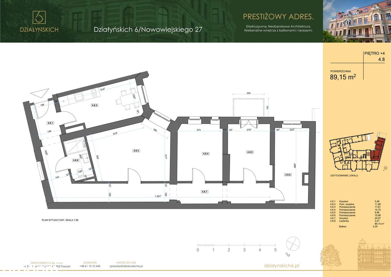 5-pokojowe mieszkanie 90m2 + balkon - Pełny obrazek: 2/7