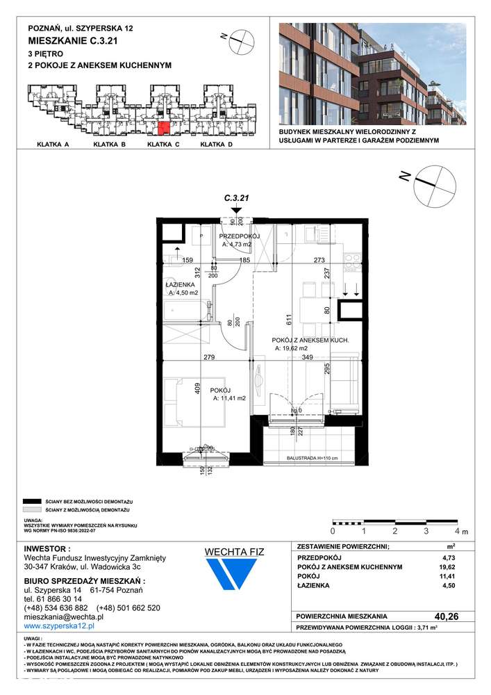 2-pokojowe mieszkanie 40m2 + loggia Bezpośrednio - Pełny obrazek: 2/7