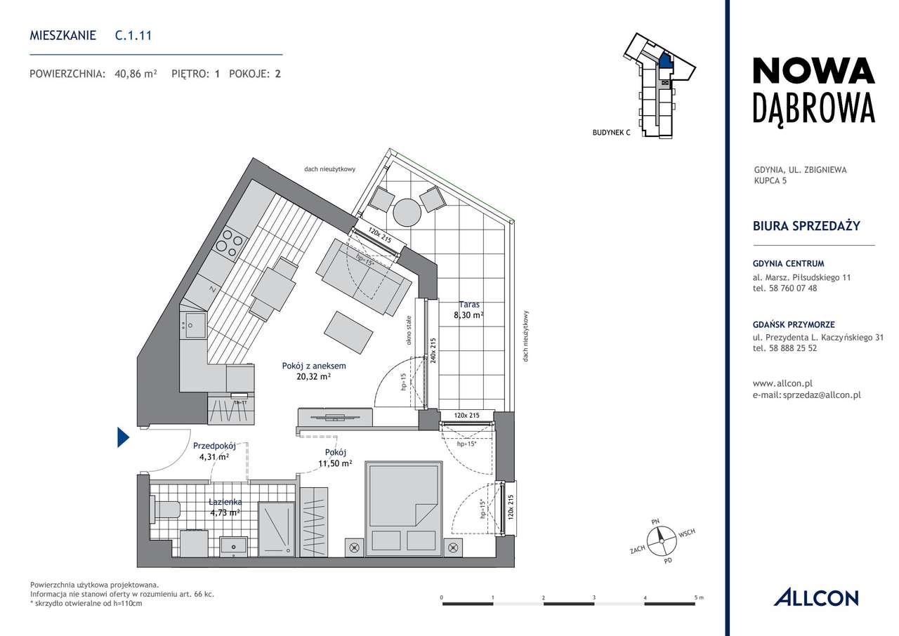 2-pokojowe mieszkanie 40m2 + taras Bez Pośredników - Pełny obrazek: 2/7