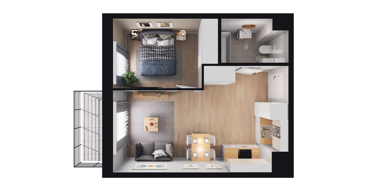 2-pokojowe mieszkanie 35m2 + balkon Bez Prowizji - Pełny obrazek: 2/8