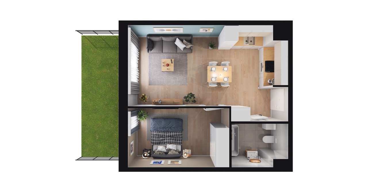 2-pokojowe mieszkanie 39m2 + ogródek Bez Prowizji - Pełny obrazek: 2/8