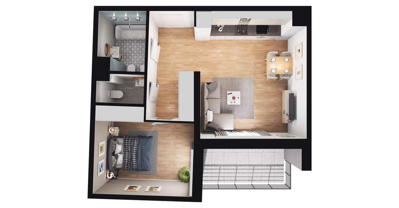 2-pokojowe mieszkanie 47m2 + balkon Bez Prowizji - Pełny obrazek: 3/6