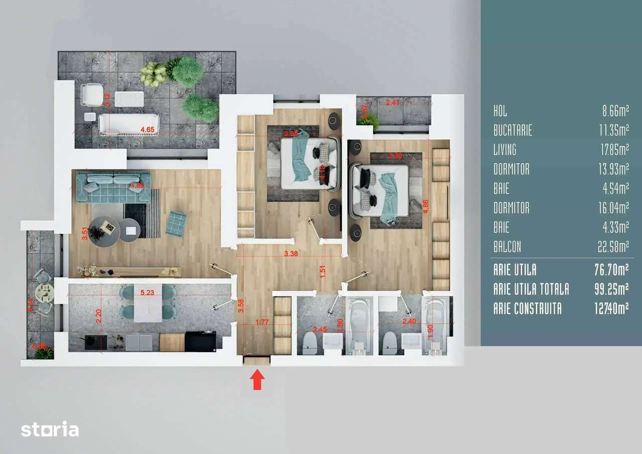 Apartament Nou 0 Comision | 3 Camere Auchan Titan - Imagine principală: 4/15