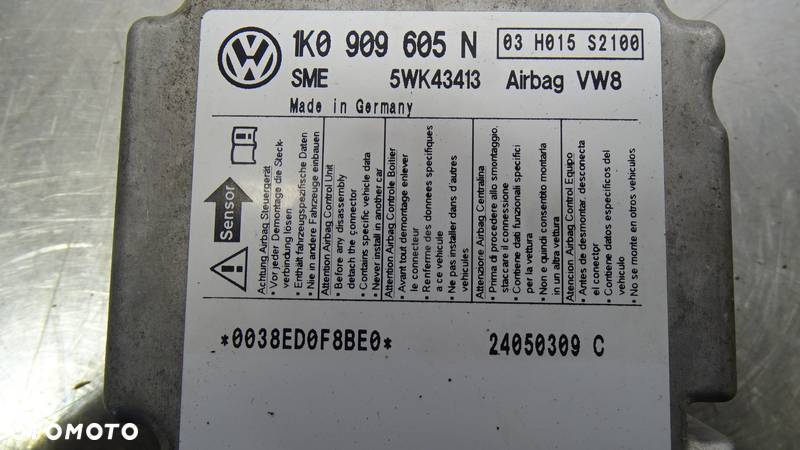 MODUŁ AIRBAG VOLKSWAGEN JETTA V 1.9TDI 1K0909605N - 2