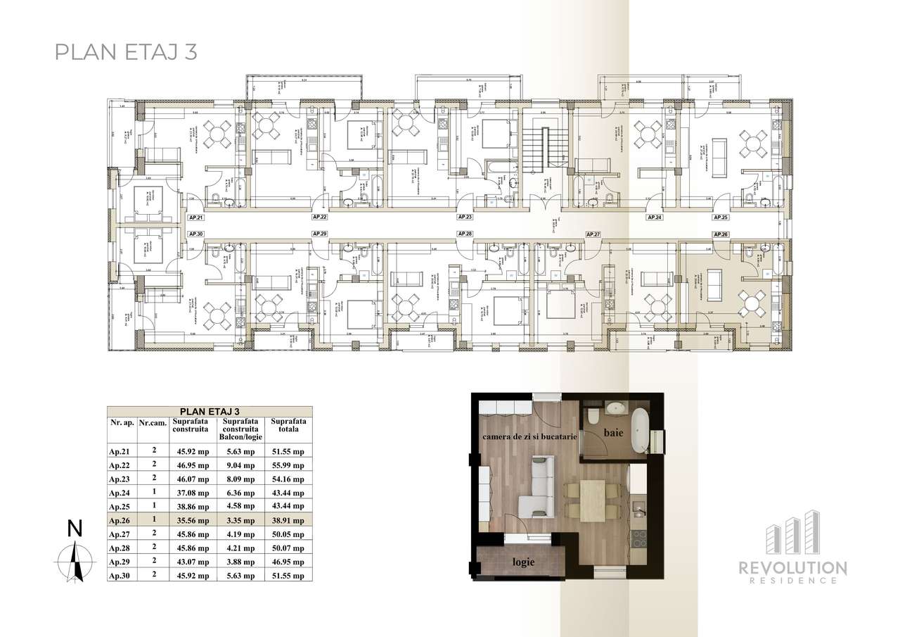NEW! COMISION 0% - Apartamente 1 si 2 camere - Oltului 13A, Baia Mare-7
