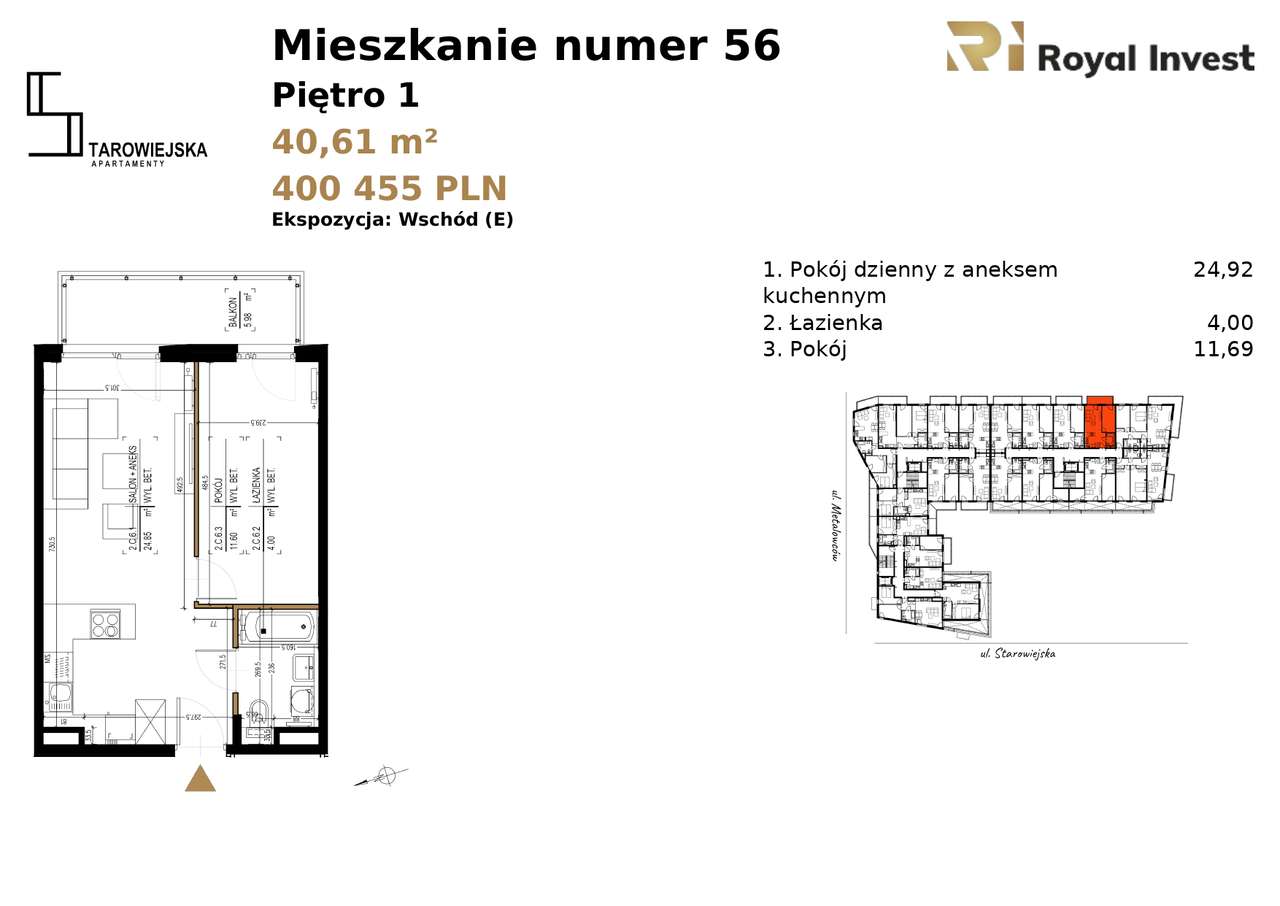 Mieszkanie M56 Apartamenty Starowiejska, Andrychów - Pełny obrazek: 3/8