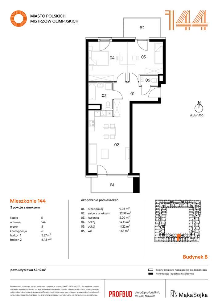 3-pokojowe mieszkanie 64m2 + 2 balkony - Pełny obrazek: 2/9