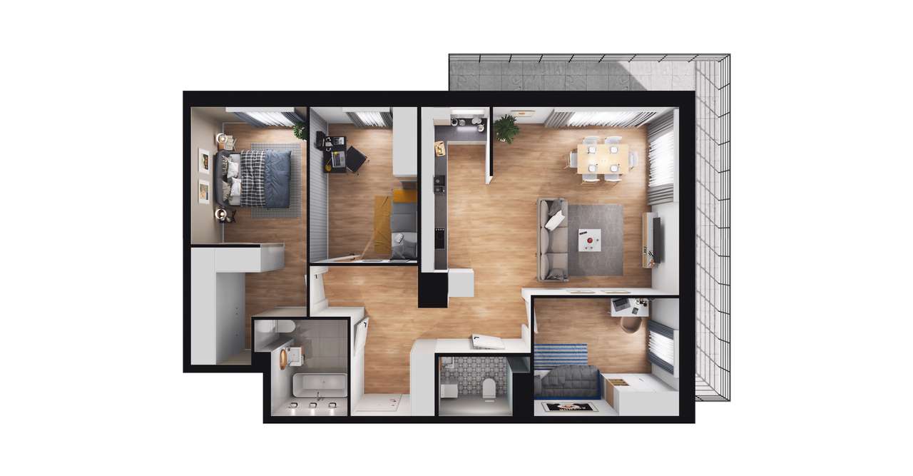 4-pokojowe mieszkanie 80m2 + taras Bez Pośredników - Pełny obrazek: 2/8