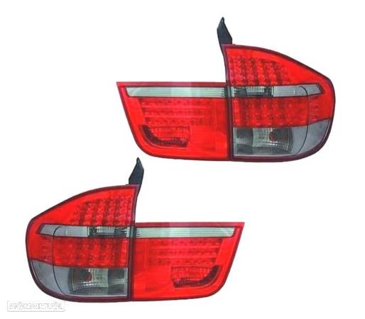 FAROLINS TRASEIROS PARA BMW X5 E70 07-10 LED VERMELHO CINZA - 1