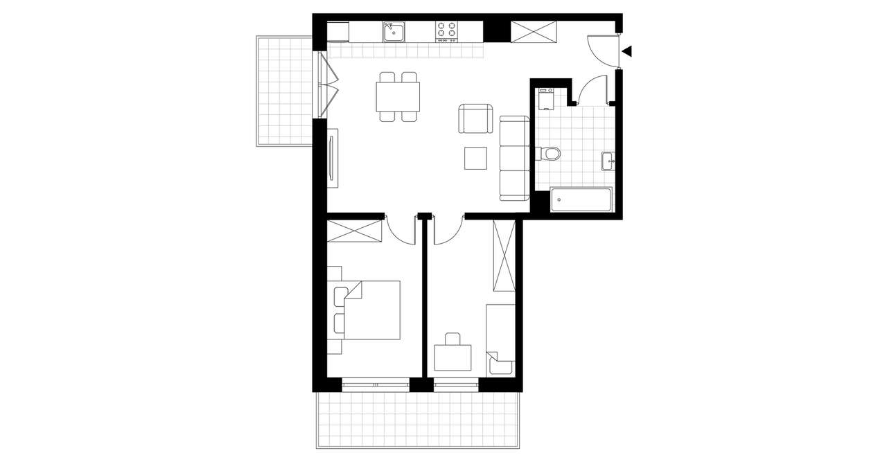 3-pokojowe mieszkanie 57m2 + 2 balkony - Pełny obrazek: 3/7
