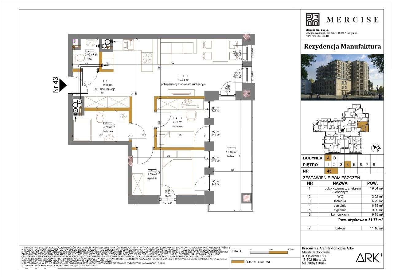 Rezydencja Manufaktura | Apartament 3-pok. | A43 - Pełny obrazek: 2/16