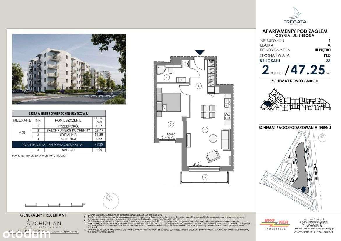 2-pokojowe mieszkanie 47m2 + balkon Bez Prowizji - Pełny obrazek: 2/5