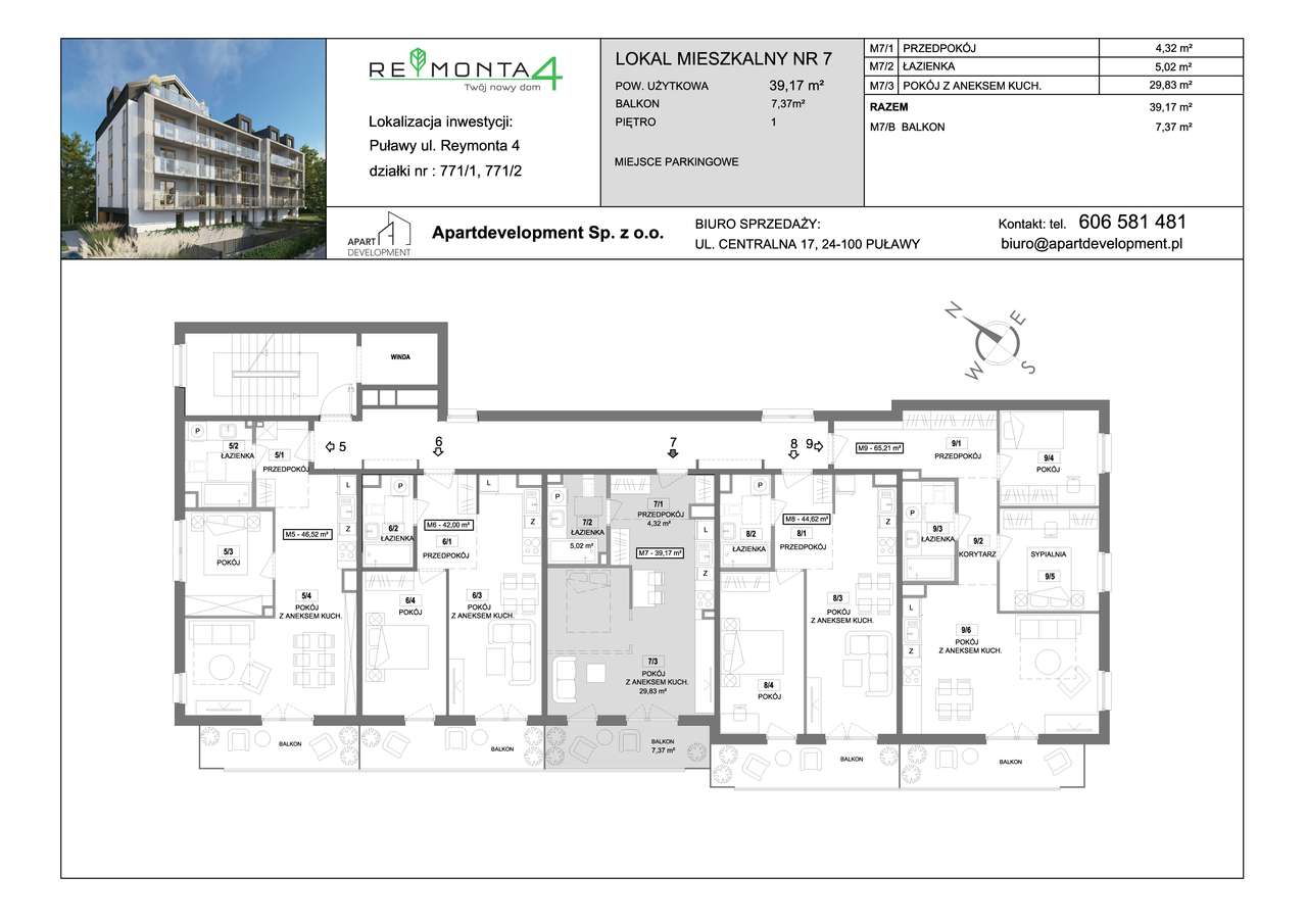 Reymonta 4 - mieszkanie 39,17 m2 | 1 piętro - Pełny obrazek: 5/10