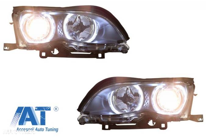 Faruri LED Angel Eyes BMW E46 (09.2001-03.2005) Negru - 3