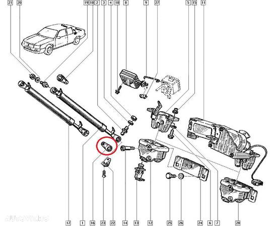 Rotula echilibror hayon Renault 25 1984-1989, Original Renault 7701031090 - 1