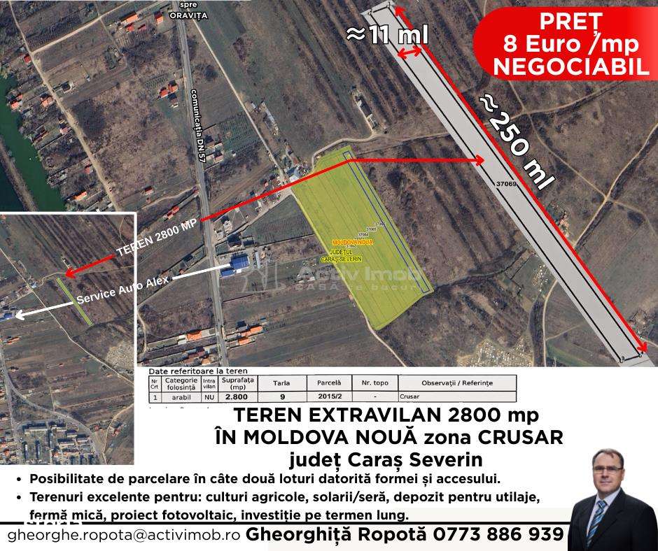 3 Terenuri Extravilan Moldova Noua – Parcelabile - Imagine principală: 2/4