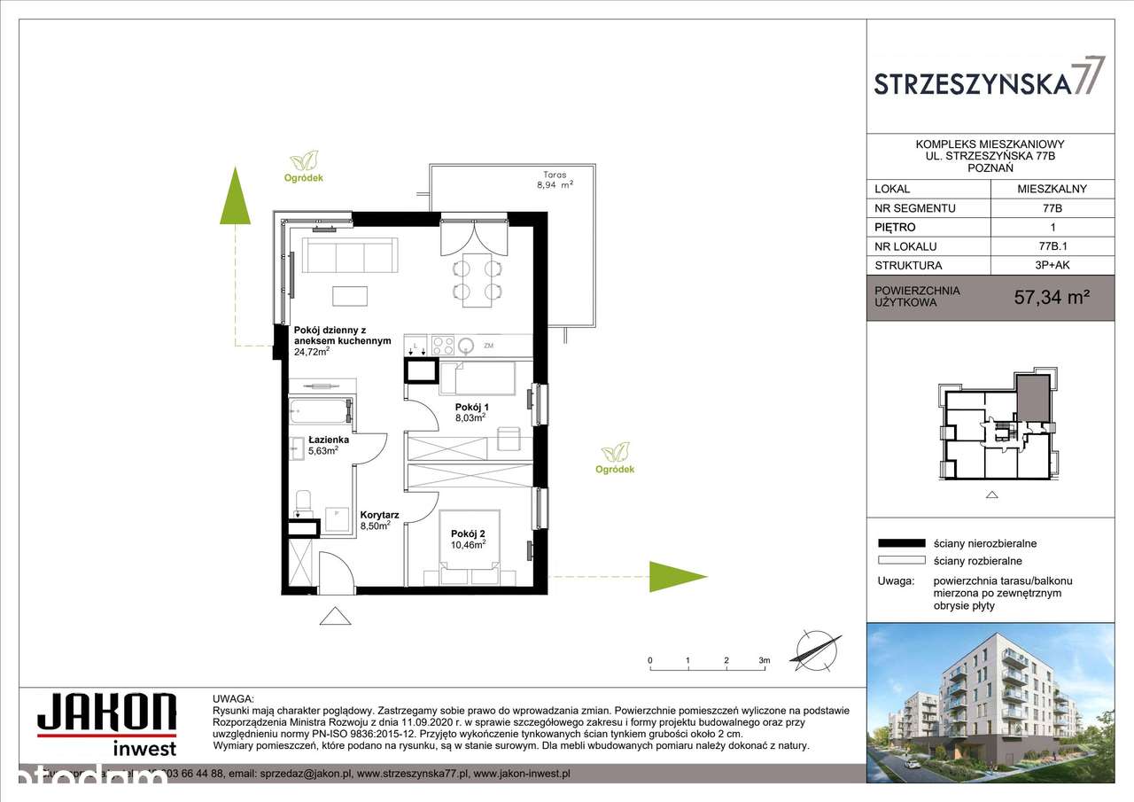 3-pokojowe mieszkanie 57m2 + taras Bez Prowizji - Pełny obrazek: 2/7