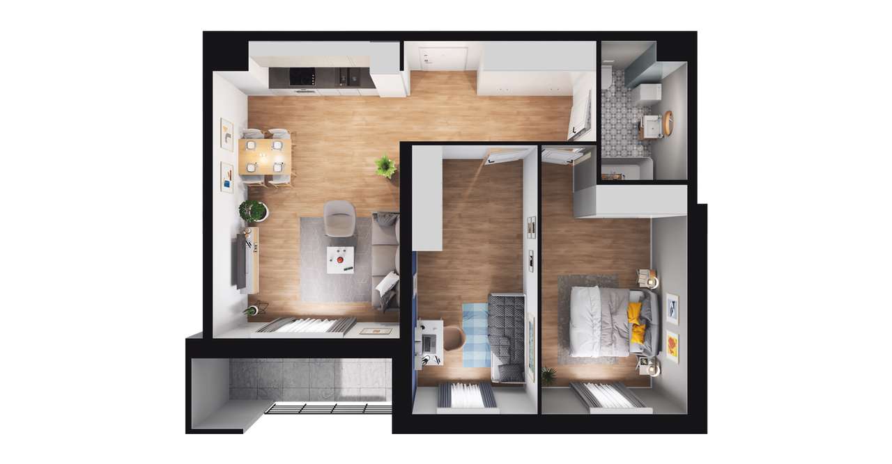 3-pokojowe mieszkanie 61m2 + loggia - Pełny obrazek: 3/7