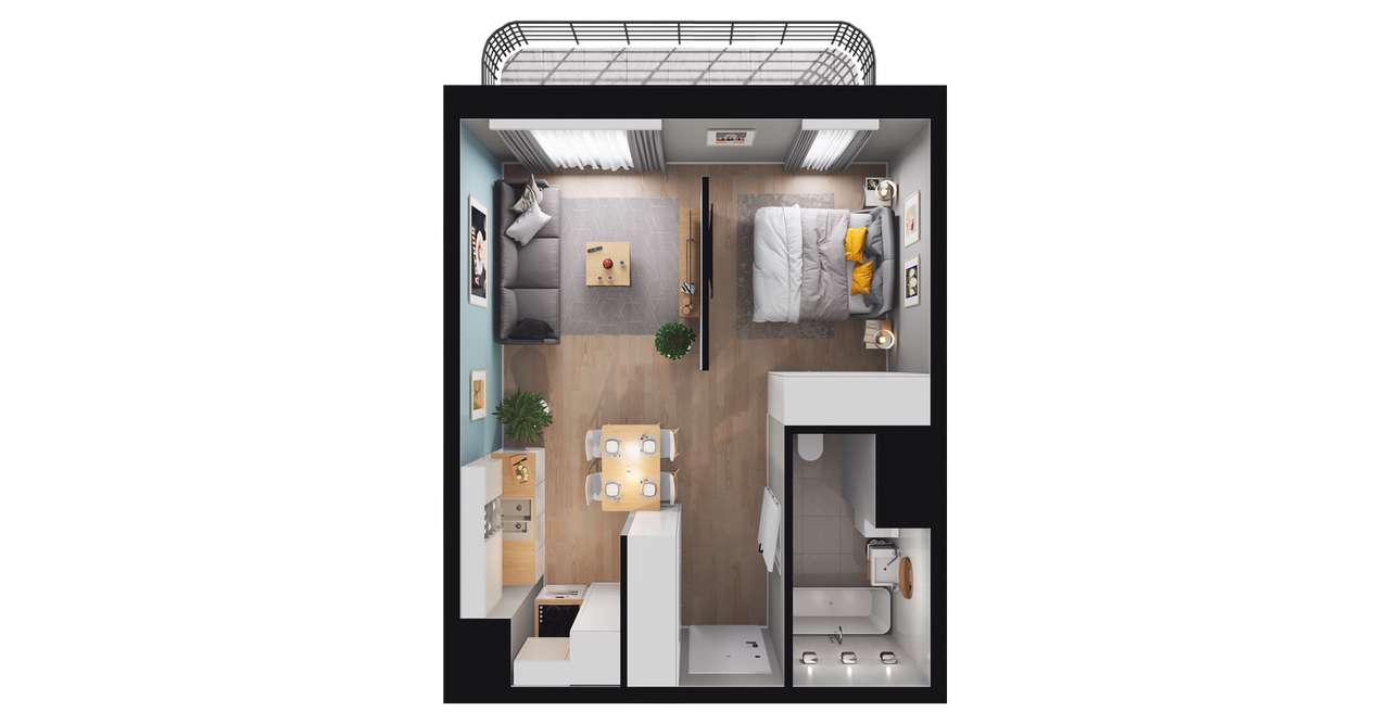 1-pokojowe mieszkanie 35m2 + balkon Bez Prowizji - Pełny obrazek: 2/8