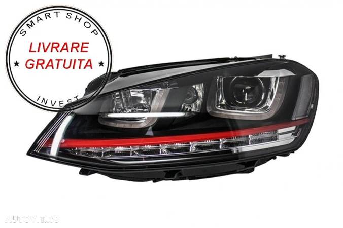 Ansamblu Faruri 3D Semnal Dinamic LED cu Grila VW Golf 7 VII (2012-2017) R20 GTI D- livrare gratuita - 10