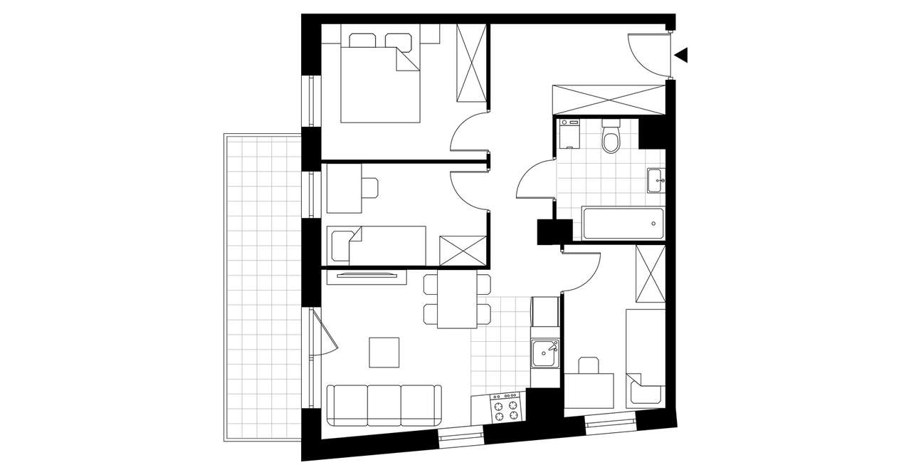 4-pokojowe mieszkanie 54m2 + balkon Bezpośrednio - Pełny obrazek: 3/8
