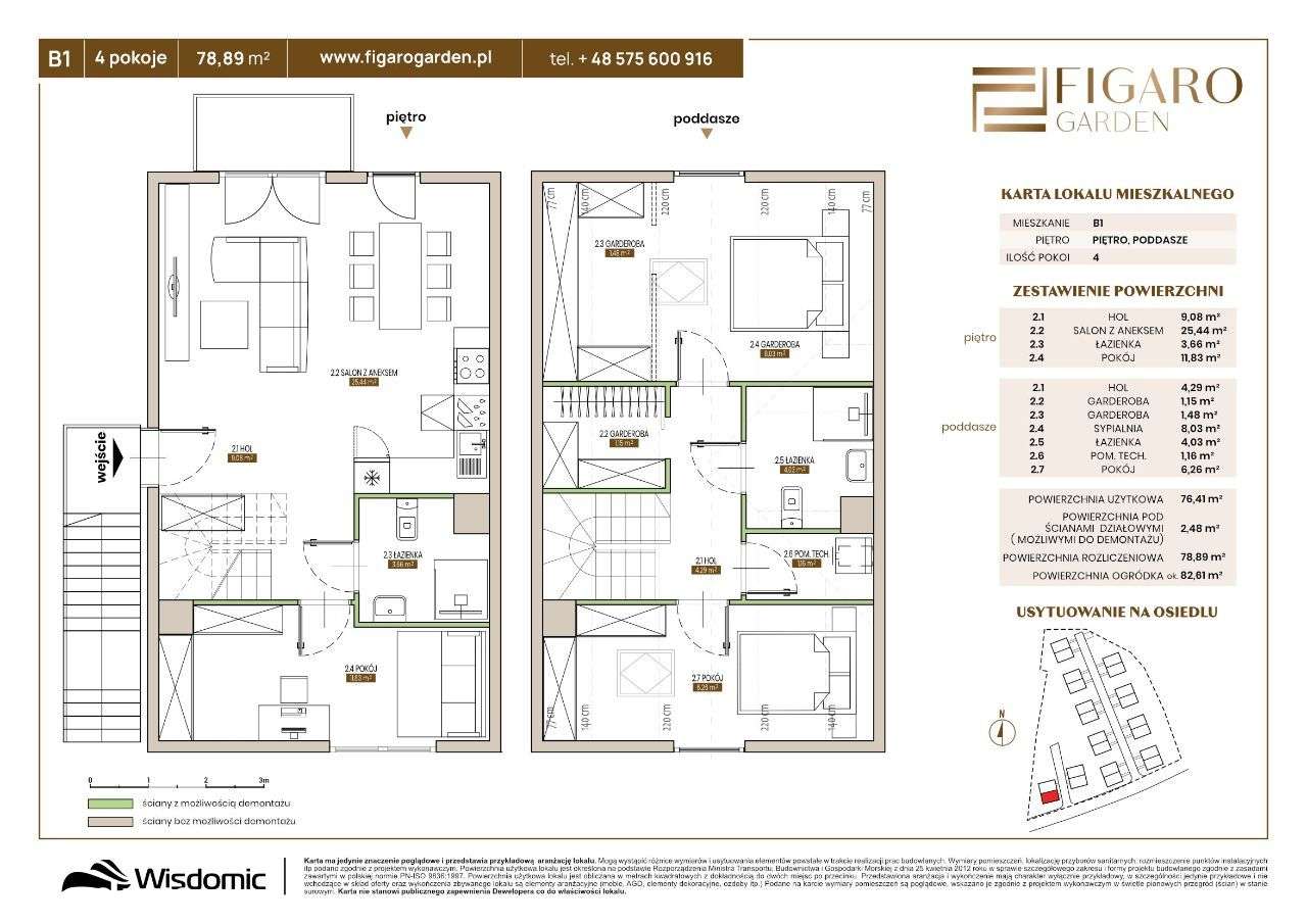 Figaro Garden| 76,4m2 |4 pokoje|ogródek| podłogówka-1