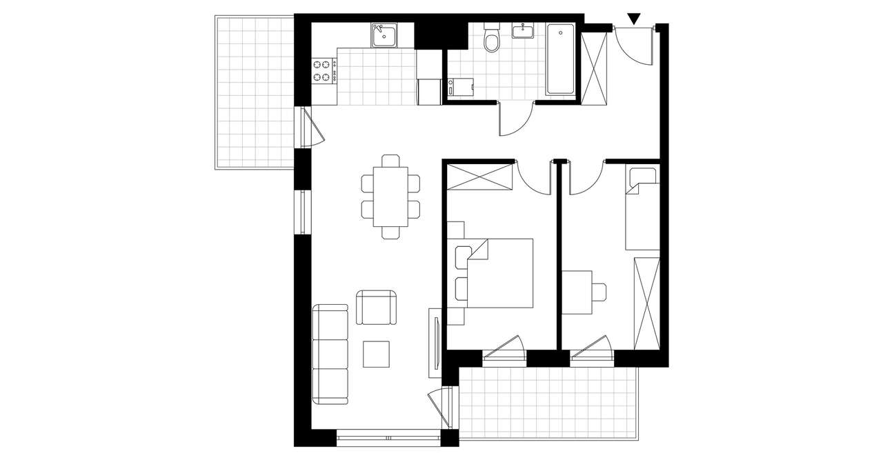 3-pokojowe mieszkanie 60m2 + balkon Bezpośrednio - Pełny obrazek: 3/7
