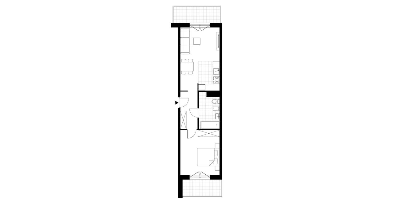 2-pokojowe mieszkanie 43m2 + 2 balkony - Pełny obrazek: 3/5