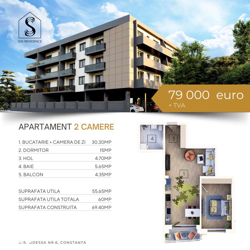 Apartament 2 camere, Terasa spatioasa, Bloc nou, Dezvoltator Imobiliar - Imagine principală: 2/5