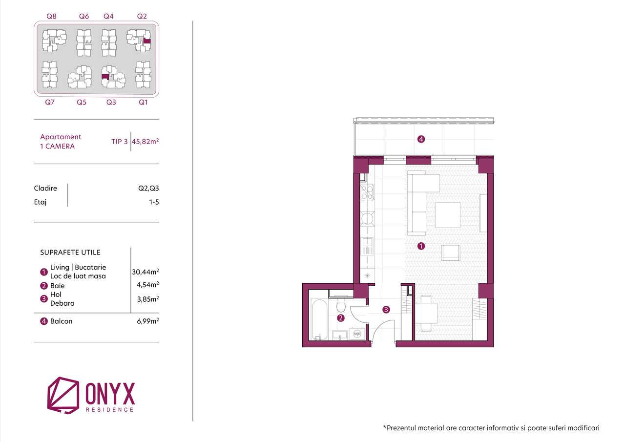Dezvoltator Onyx Residence - Ap 1 camera, Galata TAXE NOTARIALE CADOU - Imagine principală: 4/20