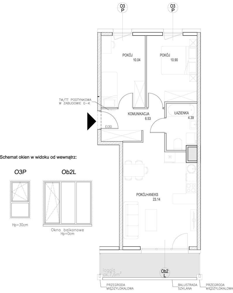3-pokojowe mieszkanie 55m2 + loggia Bezpośrednio - Pełny obrazek: 2/9