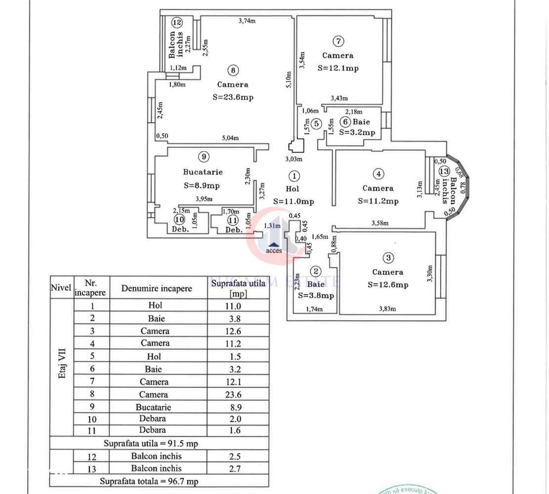 Apartament spatios 4 camere 97 mp – living 23 mp – Bd. Simion Barnutiu-3