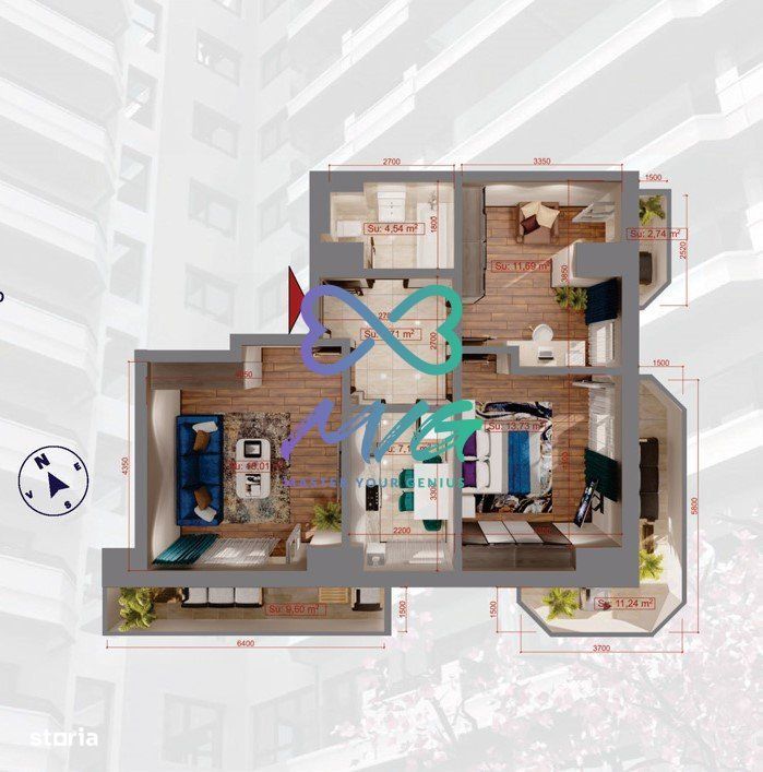Apartament cu 3 camere, decomandat, complex Lux Copou, Iasi