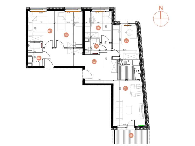 Mieszkanie, 83.16m², 5 pokoi, 4 piętro, C-KLF18-LM25, Nowe Horyzonty - Pełny obrazek: 2/14