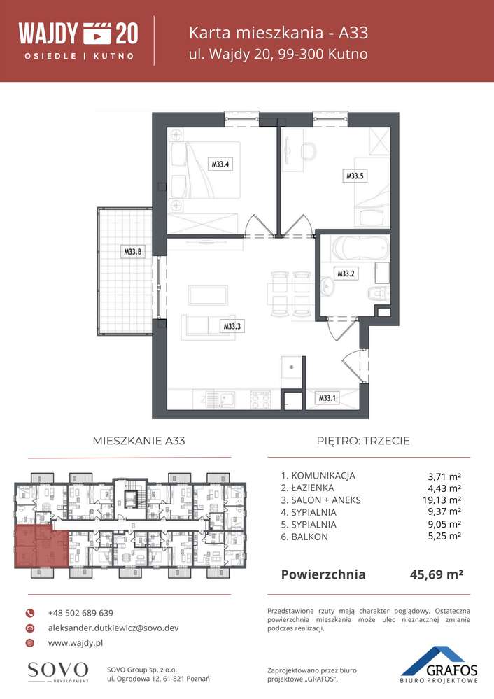 Wajdy 20 | mieszkanie 3-pok. | A33 - Pełny obrazek: 2/7