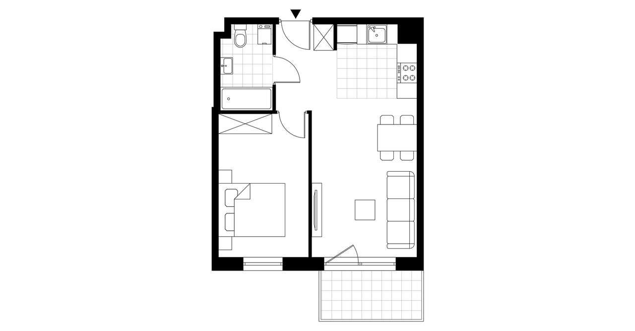 2-pokojowe mieszkanie 40m2 + balkon - Pełny obrazek: 3/8
