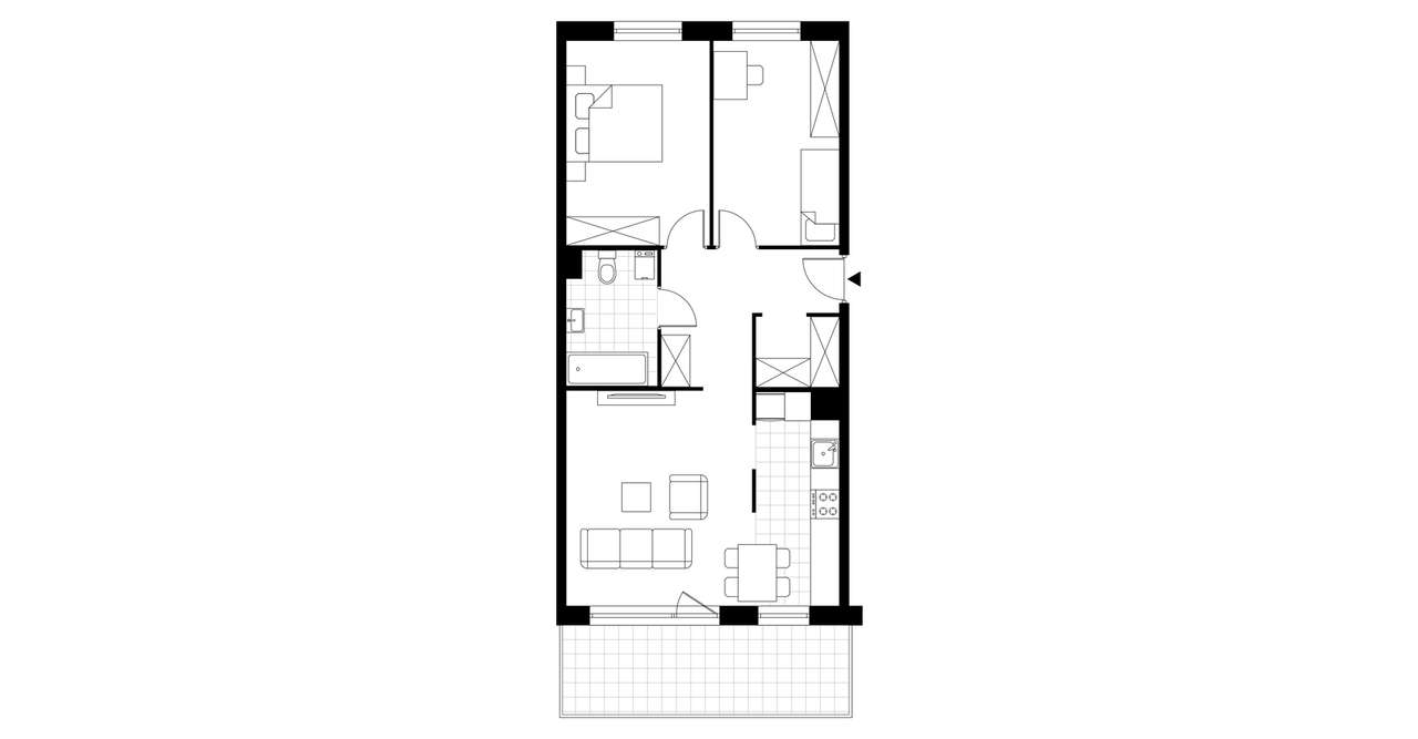 3-pokojowe mieszkanie 64m2 + balkon - Pełny obrazek: 3/7