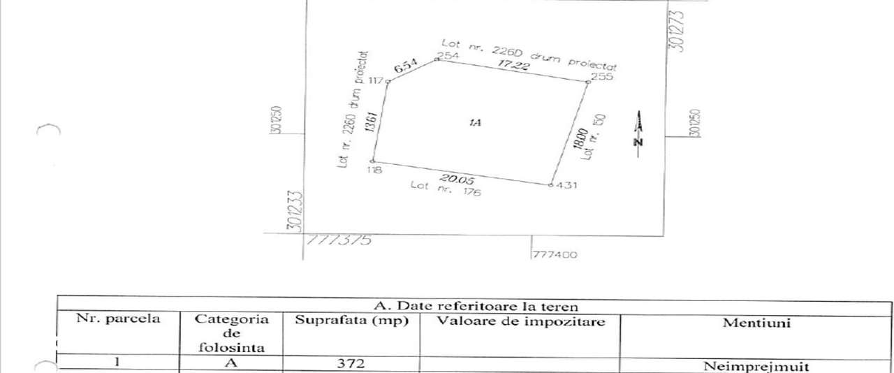 Teren intravilan de construit 372MP Valu lui Traian Comision 0%-9