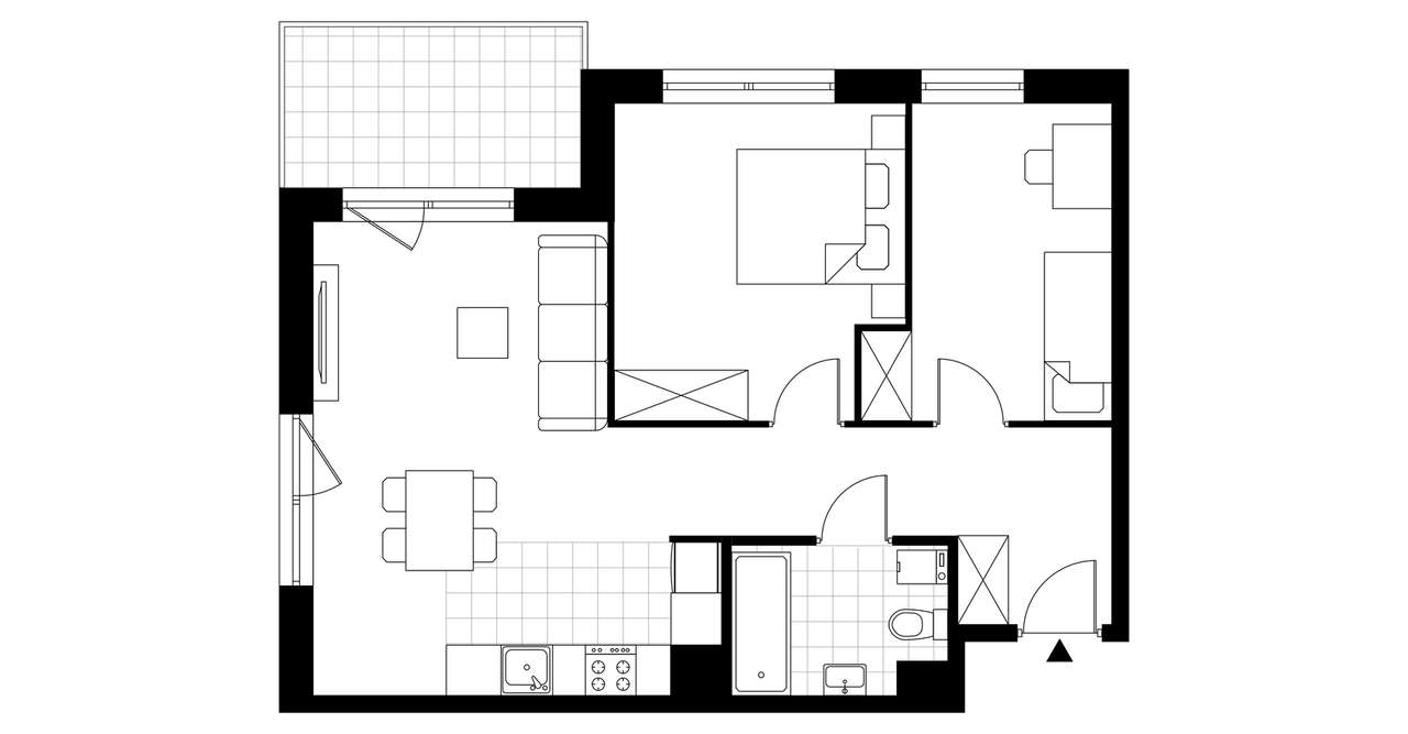 3-pokojowe mieszkanie 56m2 + balkon - Pełny obrazek: 3/8