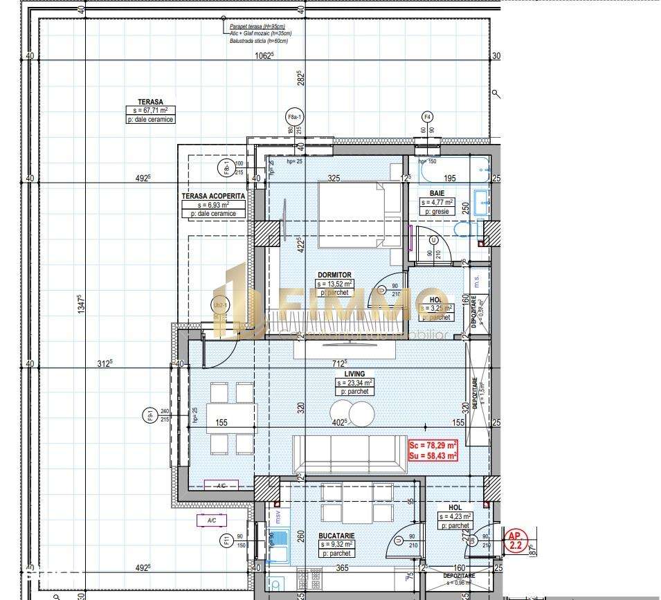 Apartamente 3 cam | 59mp | Terasa 68mp  | Traian Vuia | ID:1163 - Imagine principală: 2/6