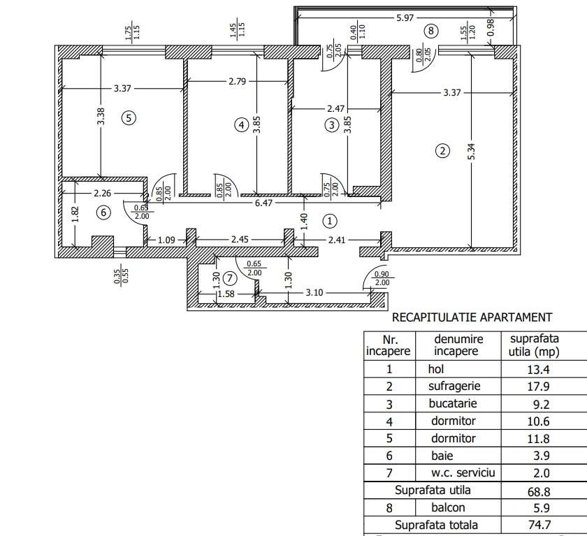 Apartament 3 camere, 2 bai, decomandat, B-dul Bucuresti (ID:T481)-12