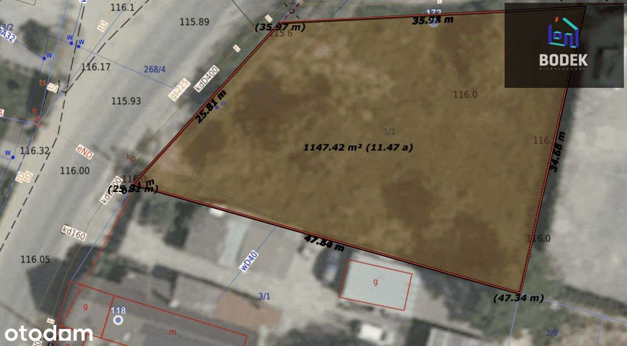 0%, mpzp, media, jednorodzinna+usługi, asfalt - Pełny obrazek: 5/7