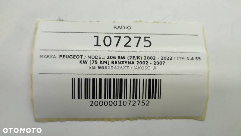 RADIO FABRYCZNE 96610424XT CITROEN PEUGEOT C3 206 - 5