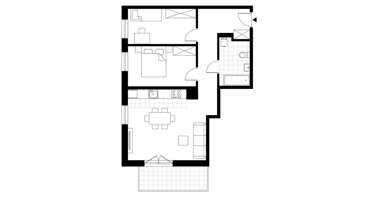 3-pokojowe mieszkanie 57m2 + balkon - Pełny obrazek: 3/7